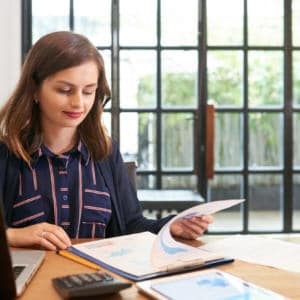 a woman checking settlement agreement